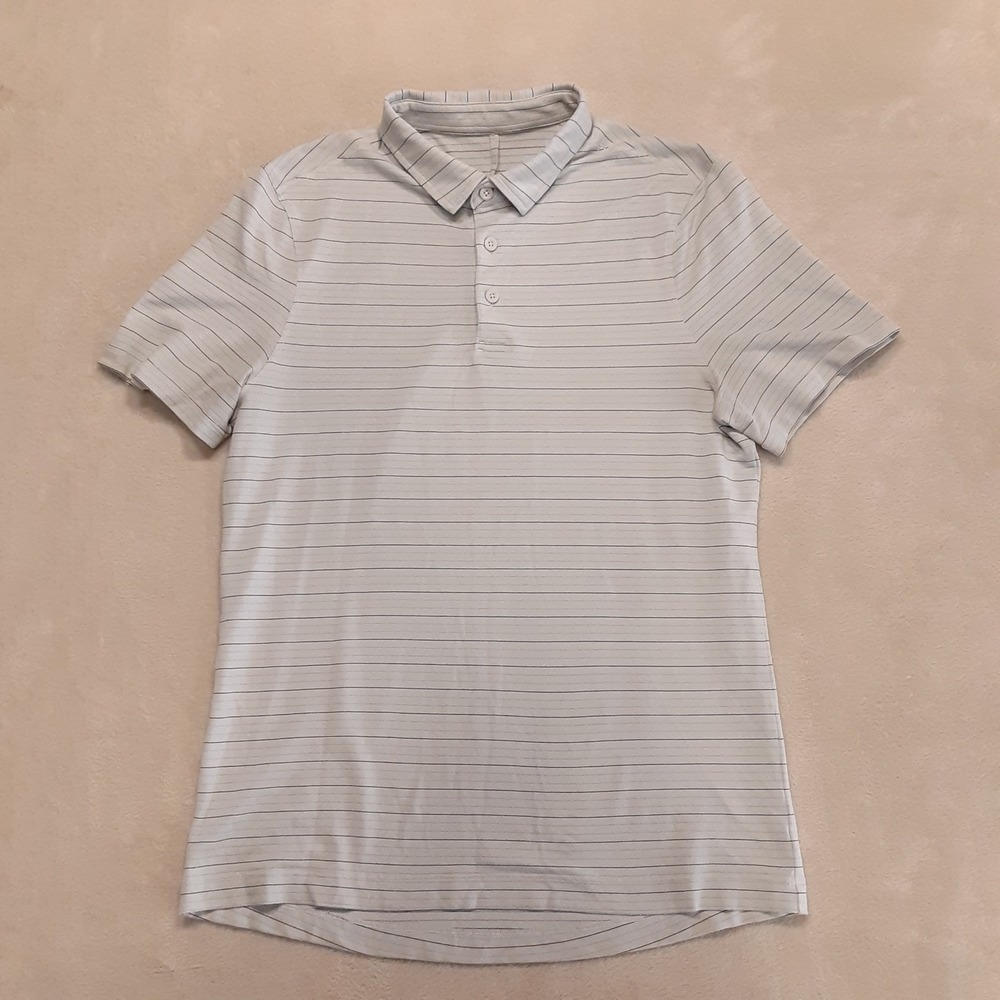Lululemon Mens Evolution Polo S Slim Fit Serenity Stripe Vapor Graphite Grey